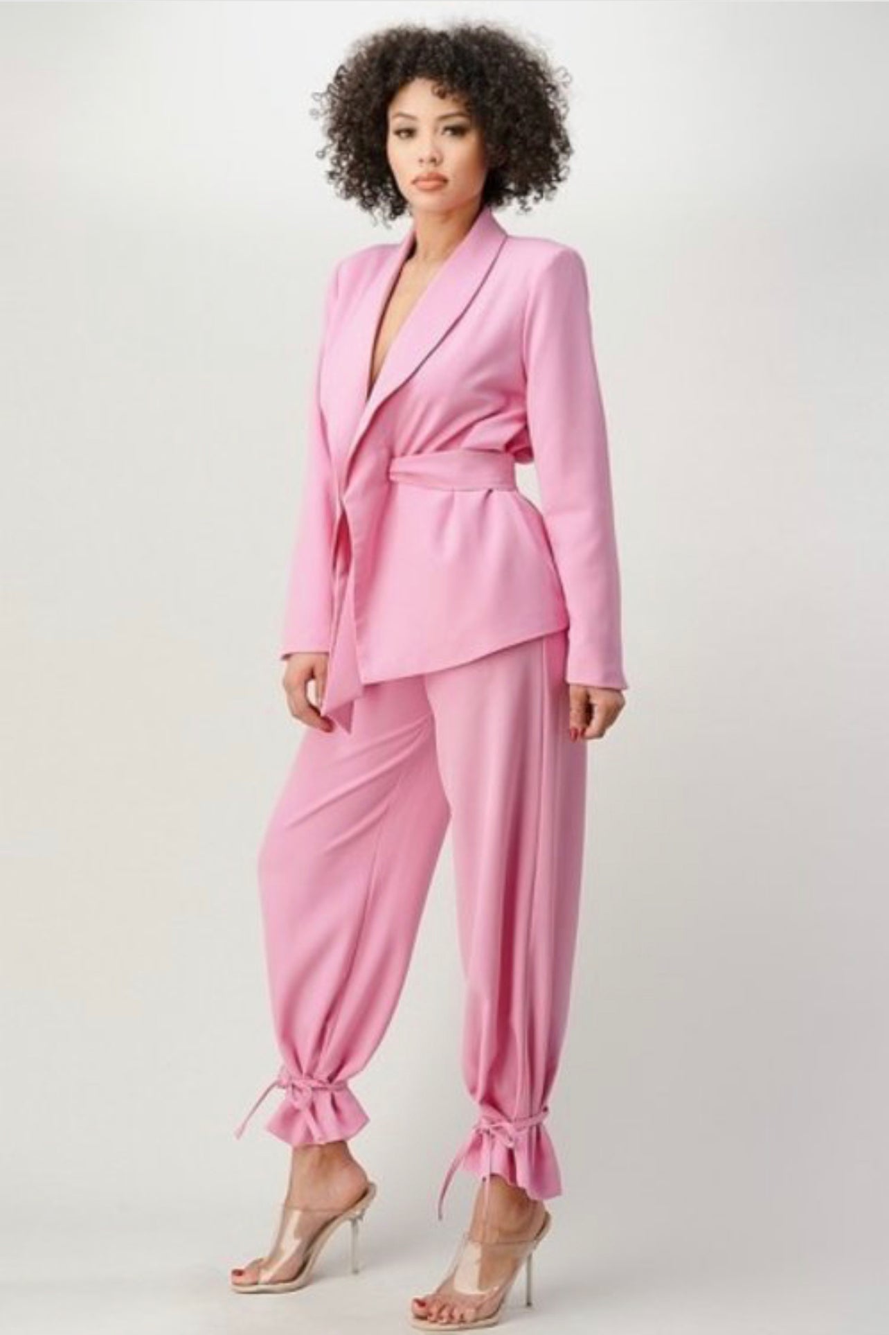 Amaya Tie Bottom Pants and Blazer Set