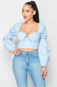 Stacy Puff Sleeve Cropped Top