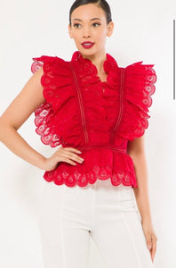 Valentina Crotchet Ruffle Top