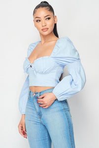 Stacy Puff Sleeve Cropped Top