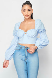 Stacy Puff Sleeve Cropped Top