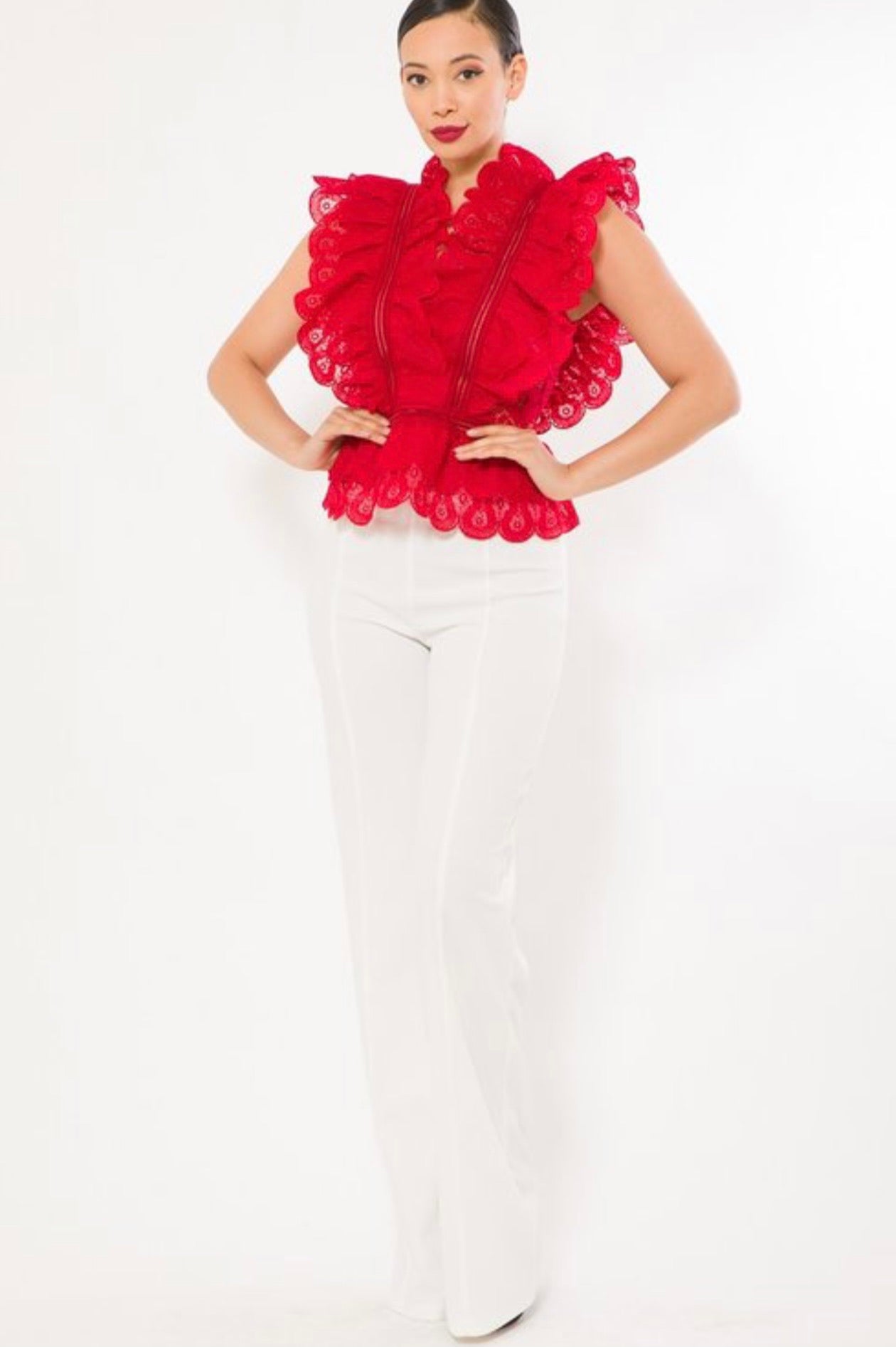 Valentina Crotchet Ruffle Top