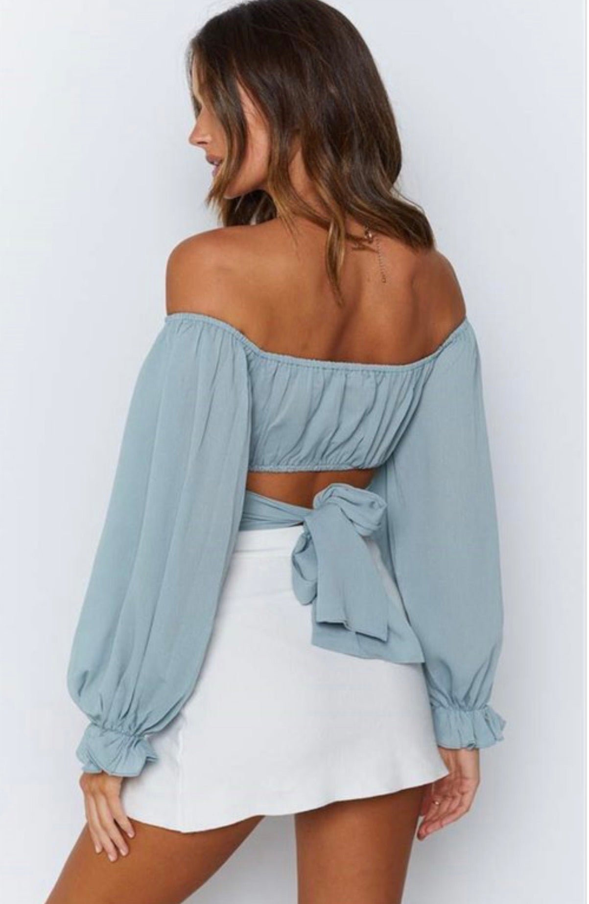 Kay Off Shoulder Cut Crop Long Sleeve