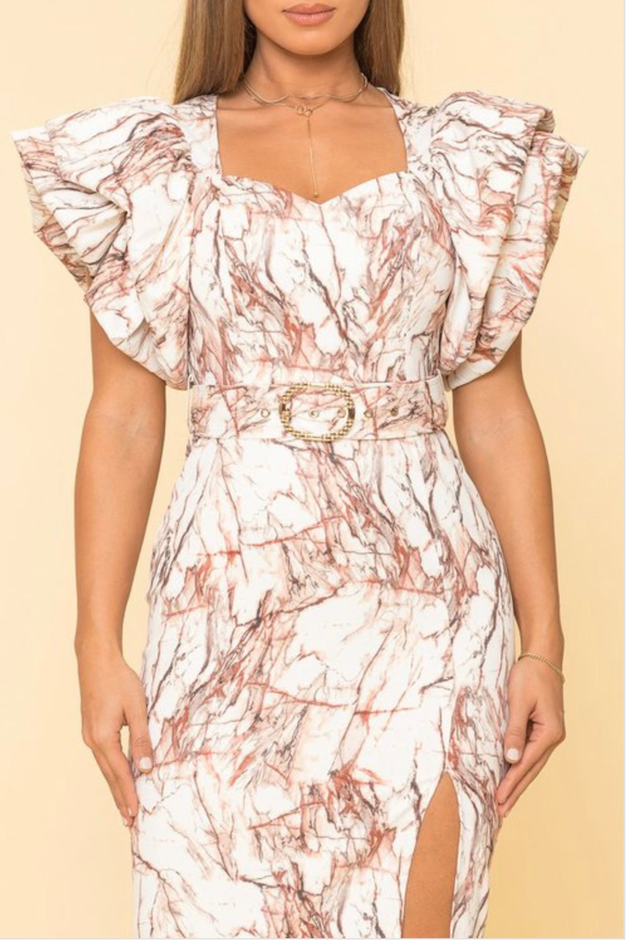 Expressive Marble Print Bodycon Dress